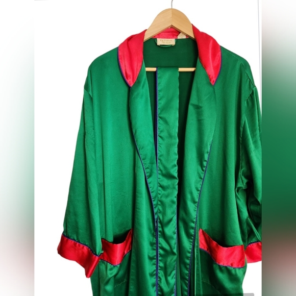 Victoria's Secret Satin Green/Pink Kimono Style Robe - Picture 2 of 11